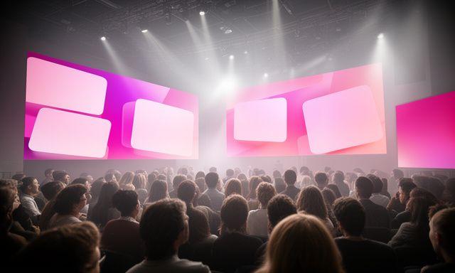 Film festival audience exploring curated streaming recommendations on large screens